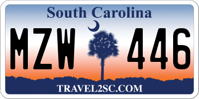 SC license plate MZW446