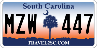 SC license plate MZW447