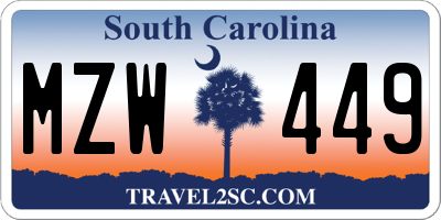 SC license plate MZW449