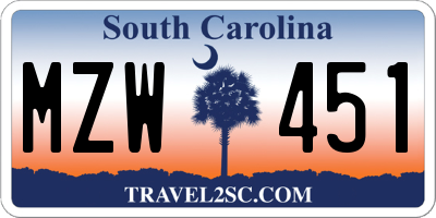 SC license plate MZW451