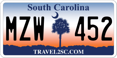 SC license plate MZW452