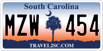 SC license plate MZW454