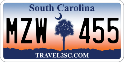 SC license plate MZW455