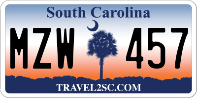SC license plate MZW457