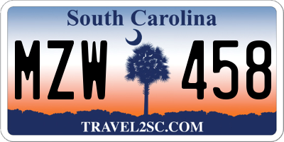SC license plate MZW458