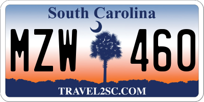 SC license plate MZW460