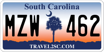 SC license plate MZW462