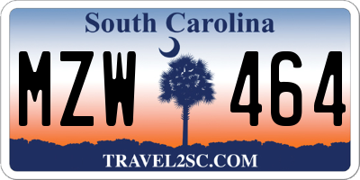 SC license plate MZW464