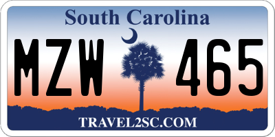 SC license plate MZW465