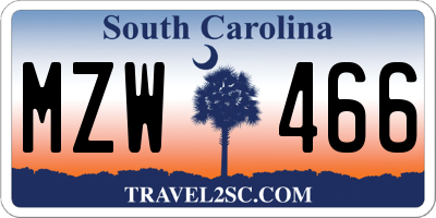 SC license plate MZW466