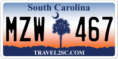 SC license plate MZW467