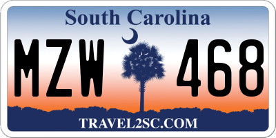 SC license plate MZW468