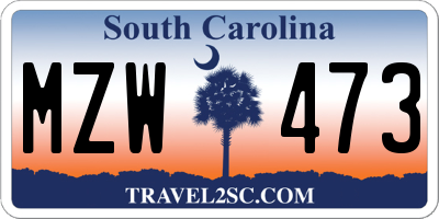 SC license plate MZW473