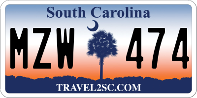 SC license plate MZW474