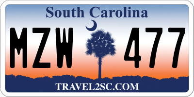 SC license plate MZW477