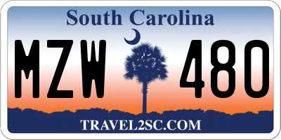 SC license plate MZW480