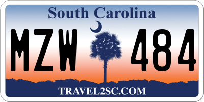 SC license plate MZW484