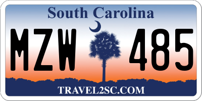 SC license plate MZW485
