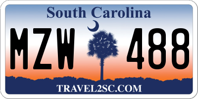 SC license plate MZW488