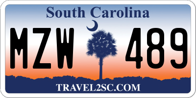 SC license plate MZW489