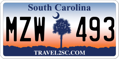 SC license plate MZW493