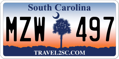 SC license plate MZW497