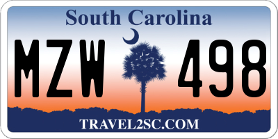 SC license plate MZW498
