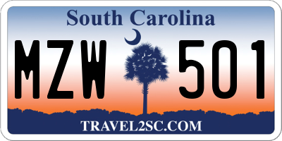 SC license plate MZW501
