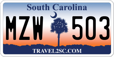 SC license plate MZW503
