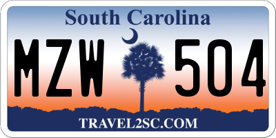 SC license plate MZW504
