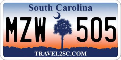 SC license plate MZW505