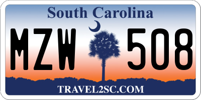 SC license plate MZW508