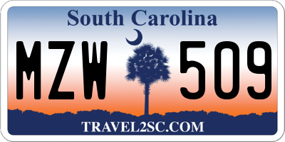 SC license plate MZW509
