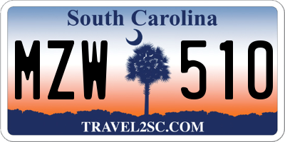 SC license plate MZW510