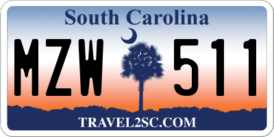 SC license plate MZW511