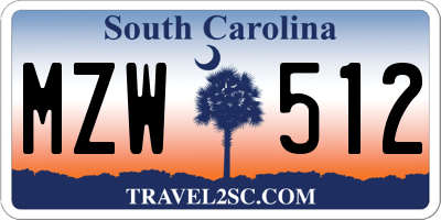 SC license plate MZW512