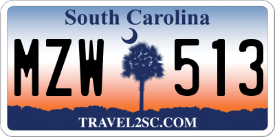 SC license plate MZW513