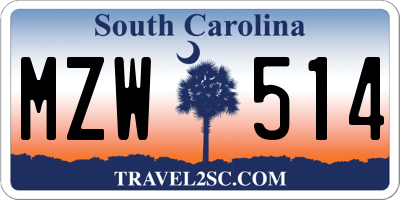 SC license plate MZW514