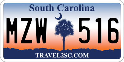 SC license plate MZW516