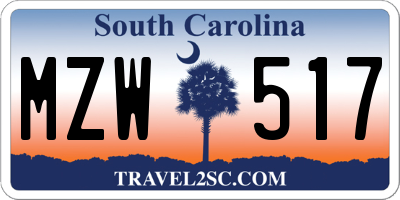SC license plate MZW517