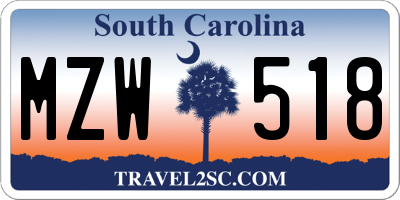 SC license plate MZW518