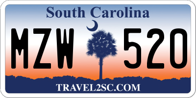 SC license plate MZW520