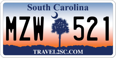 SC license plate MZW521