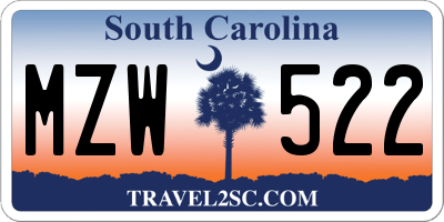 SC license plate MZW522