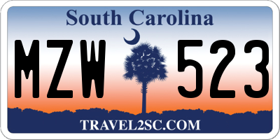 SC license plate MZW523