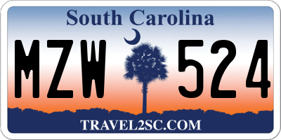 SC license plate MZW524