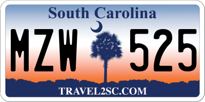 SC license plate MZW525