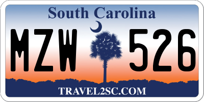 SC license plate MZW526