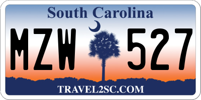 SC license plate MZW527