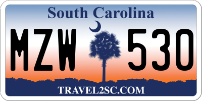 SC license plate MZW530
